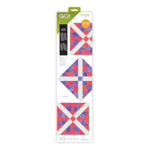 AccuQuilt GO Star & Cross 10 inch finished quilt block die showing geometric star and diagonal cross fabric pieces