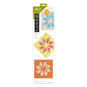 AccuQuilt GO! Flying Swallows 12 inch finished quilt block die board showing cut shapes and layout diagram